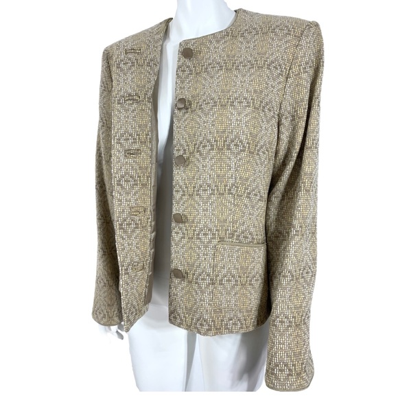 Pendleton Women’s 14 Tan Tweed Wool Blazer Jacket - Picture 7 of 14